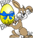 Easter: Bunny - presents easter eggs (yellow with bow) 1 (not animated)