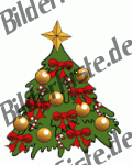 Weihnachten: Weihnachtsbaum - mit Schleifen und Zuckerstangen, rot (nicht animiert)