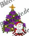 Weihnachten: Weihnachtsbaum - mit Schleifen und Weihnachtsmann, lila (nicht animiert)